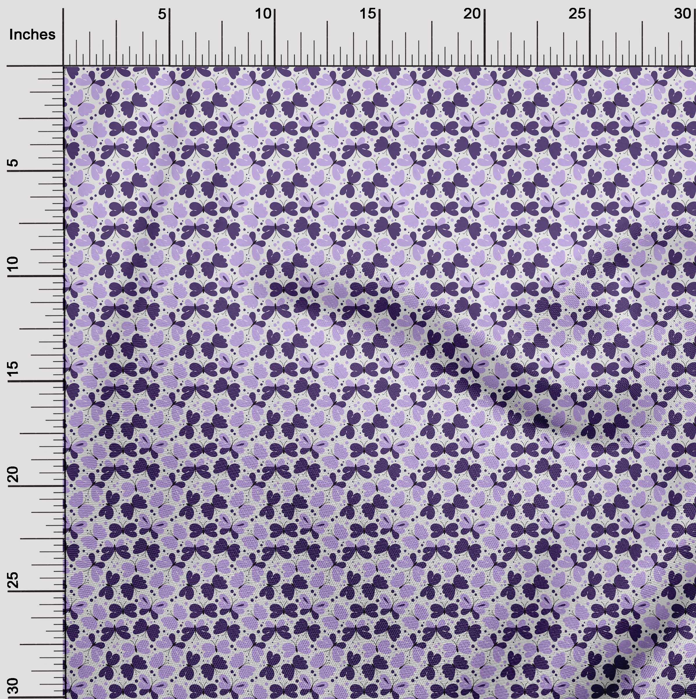 Velvet Purple Fabric with Printed Butterflies - 58 Inch Wide Sewing Material for DIY Clothing & Crafts | Perfect for Dresses, Scarves, and Home Decor Projects