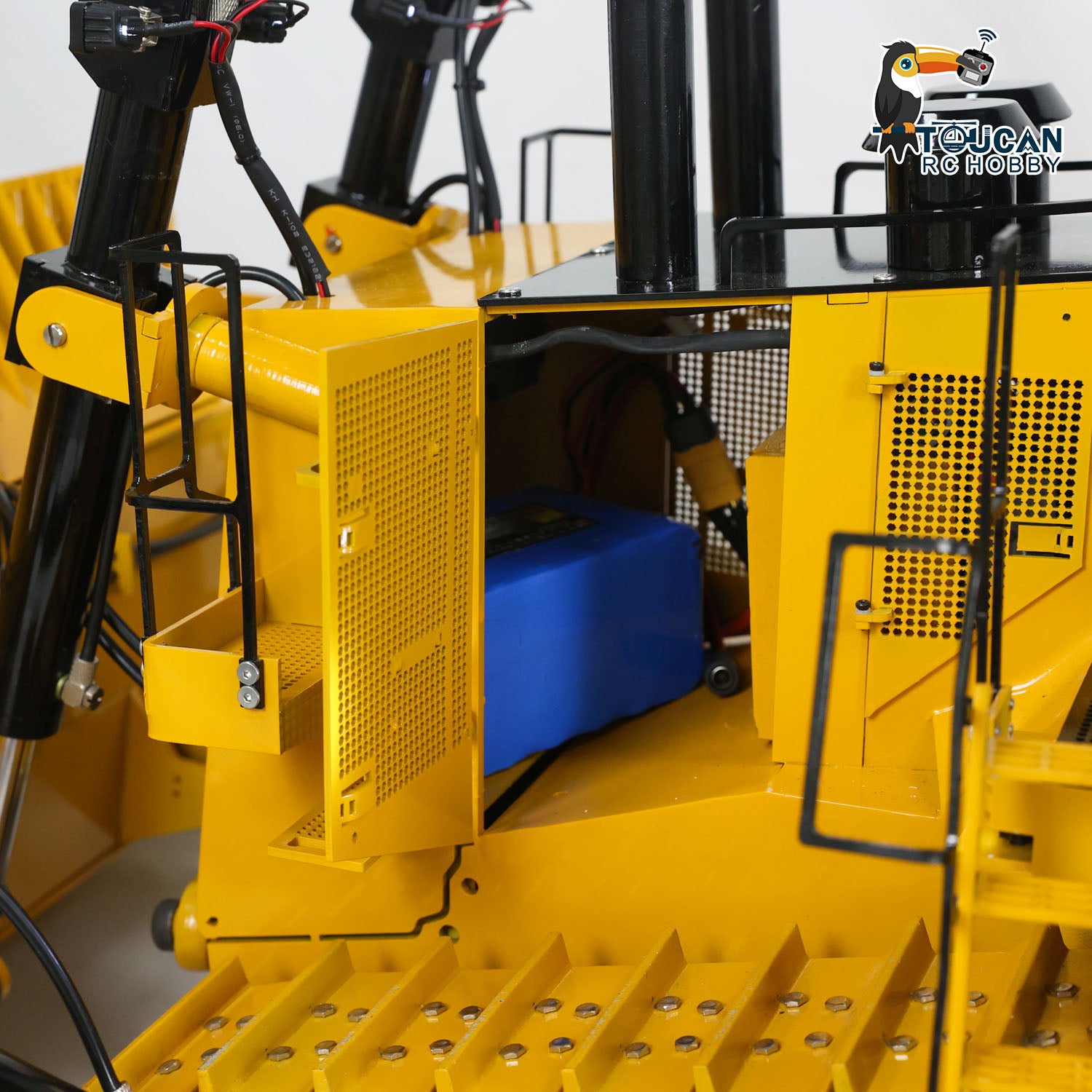TOUCAN 110KG D11T 1/10 Scale RC Hydraulic Bulldozer - Heavy Duty Metal Remote Control Construction Dozer with 3 Plows - Ready to Run for Backyard Construction, Crawler Tractor Racing & RC Enthusiasts
