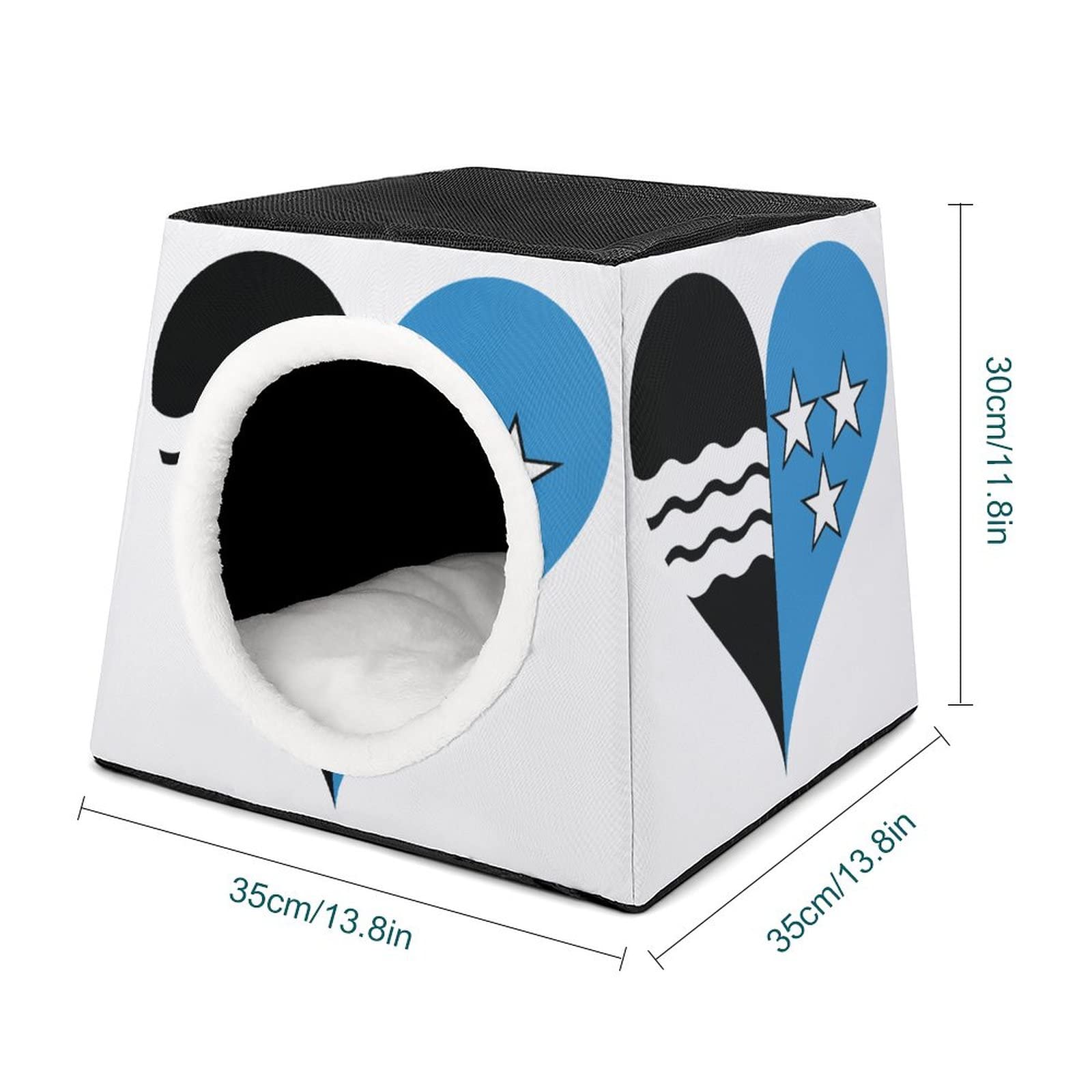 Multi-Functional Cat House & Bed - Soft Printed Cat Sofa Cube for Indoor & Outdoor Use - Cozy Kitty Shelter with Two-Tone Cardioid Design - Perfect for Napping, Playing & Relaxing at Home or in the Yard