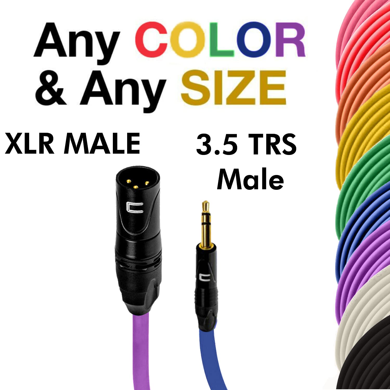 Premium Balanced XLR Male to 3.5mm TRS Cable - 1ft Red Pro Audio Cable with 3-Pin Connector for Microphones, Powered Speakers, Audio Interfaces & Mixers - Ideal for Live Performances, Studio Recording & Home Audio Setups