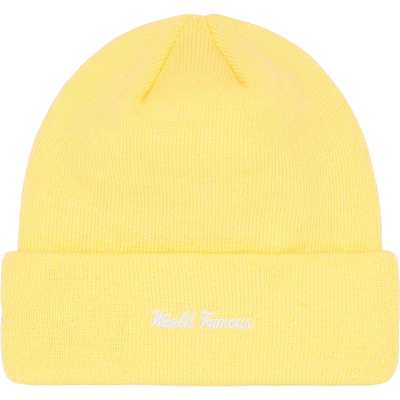 Supreme x New Era Box Logo Beanie - Pale Yellow Winter Hat for Men & Women | Streetwear Fashion Accessory for Cold Weather & Urban Style