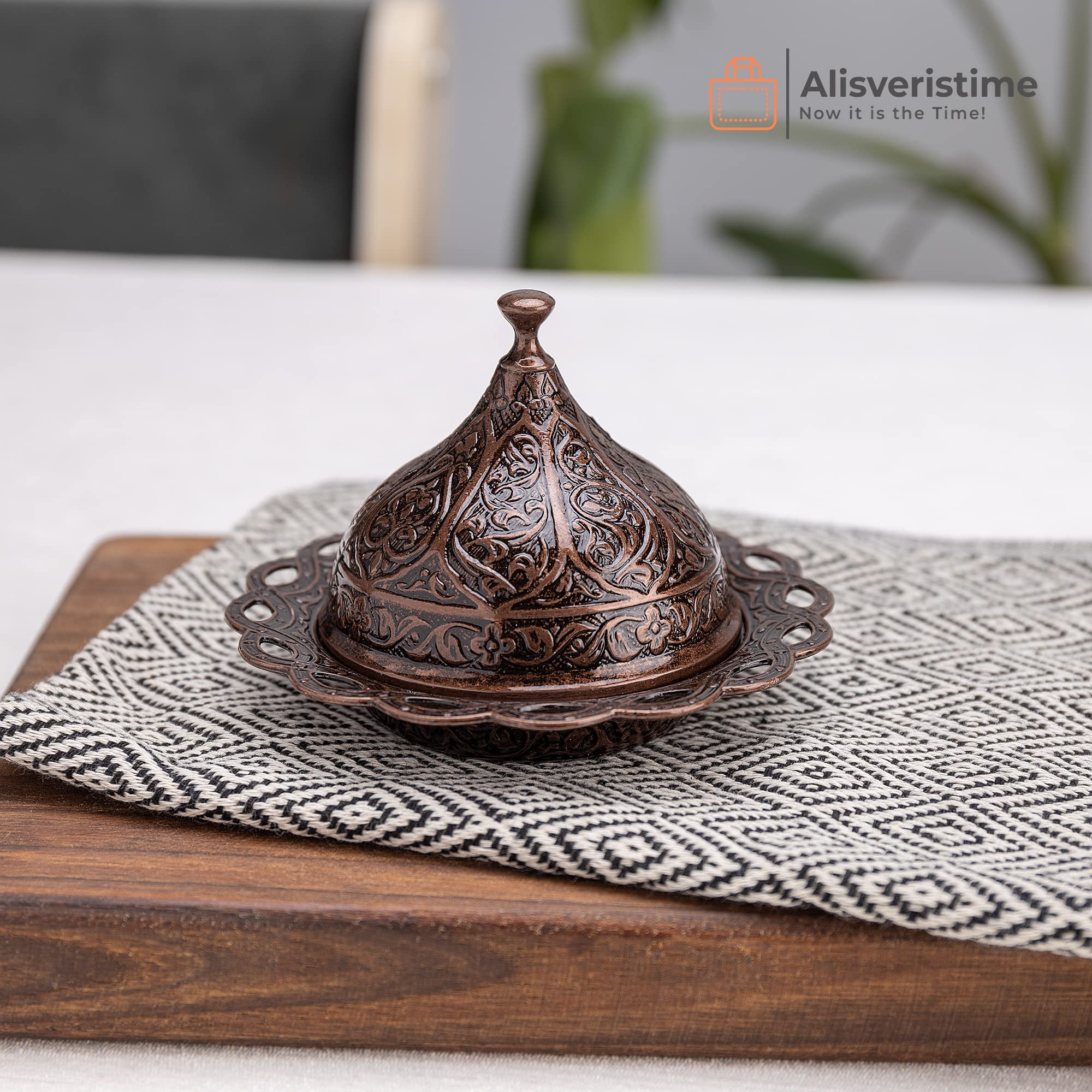 Premium 6-Piece Turkish Coffee Cup Set with Saucers & Lids - Ottoman Tulip Design (Copper/Lale/Multi-Color) - Perfect for Home Brewing, Gift Giving & Traditional Coffee Ceremonies