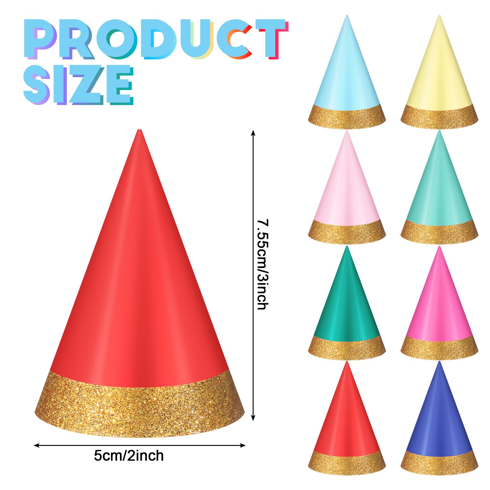 Panitay 40 Pcs Colorful Mini Party Hats for Stuffed Animals - Tiny Paper Cone Birthday Hats for Plush Toys, Dolls & Small Pets - Perfect for Birthday Parties, Baby Showers & Photo Props