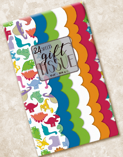 Dinos Scalloped Tissue Paper - Decorative Dinosaur Themed Scalloped Edge Craft Paper for Gift Wrapping, Party Decorations, Scrapbooking & DIY Projects