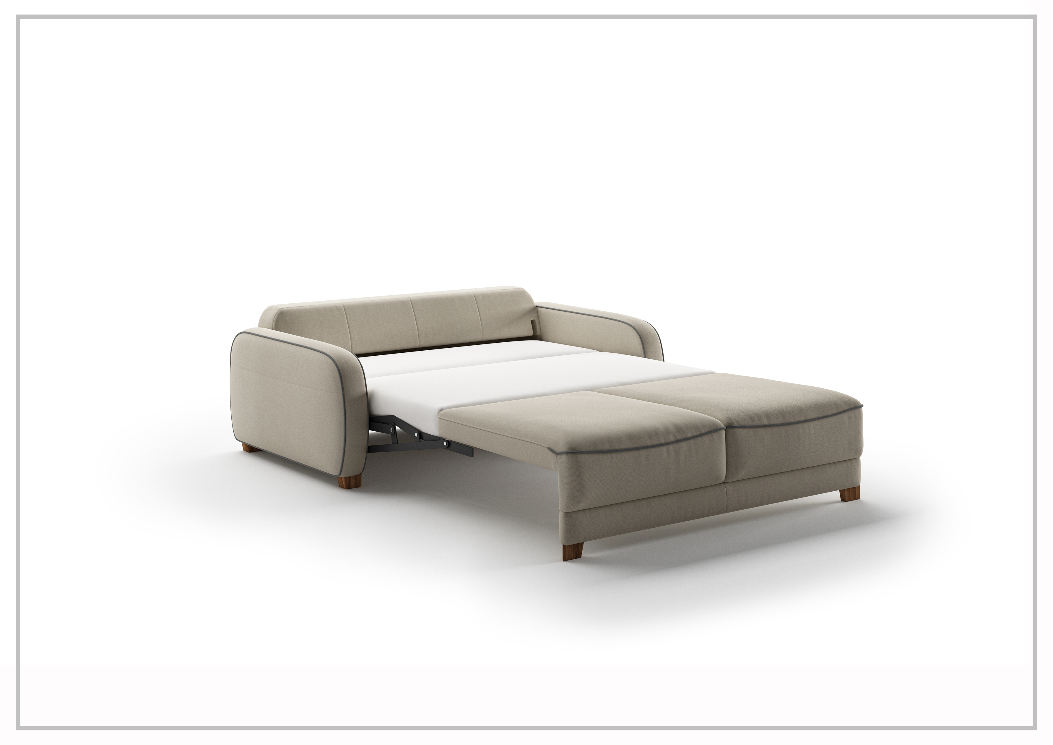 Luonto Leon 2-Seater Fabric Loveseat with Queen Sleeper & Walnut Finish - Perfect for Small Spaces, Guest Rooms & Cozy Living Rooms