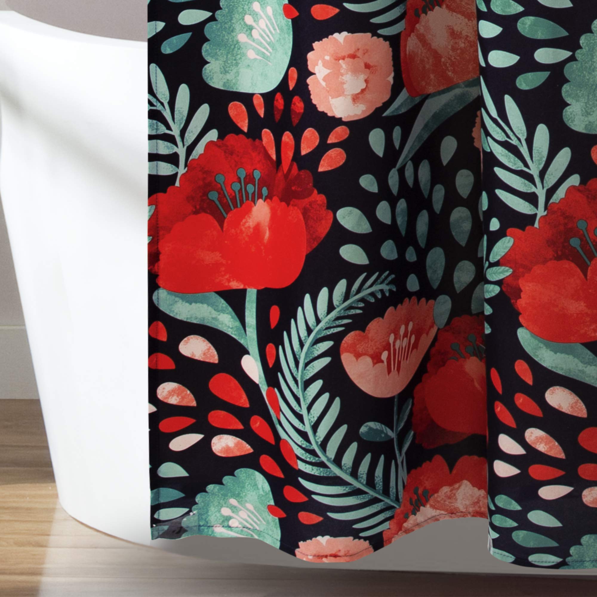 Navy Poppy Garden Shower Curtain 72x72 - Bathroom Decor for Modern Homes