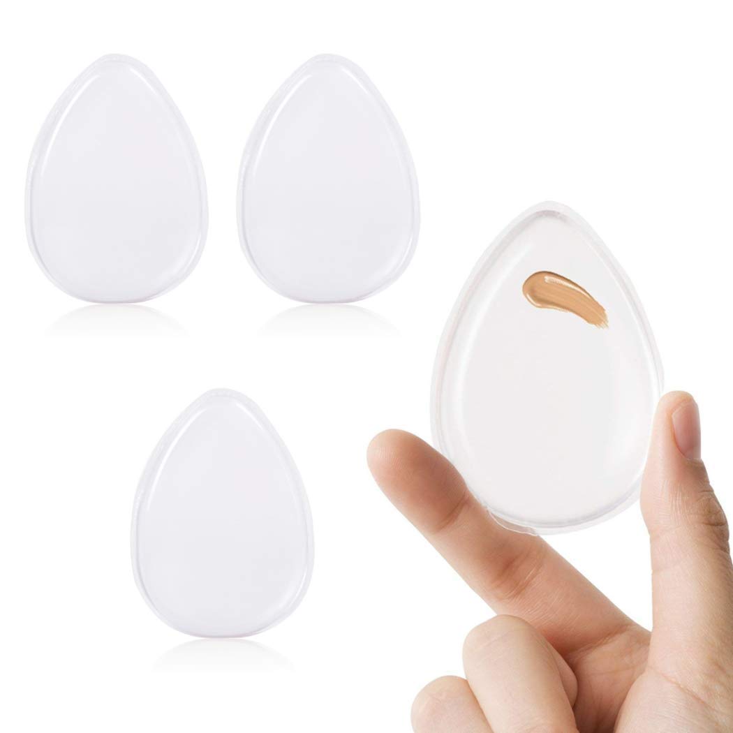 Washable Silicone Sponge Jelly Applicator for Cream Gel Foundation - Reusable Face Silisponge Cosmetic Beauty Makeup Blender (4PCS, White) - Perfect for Flawless Foundation Application & Travel Makeup Kit