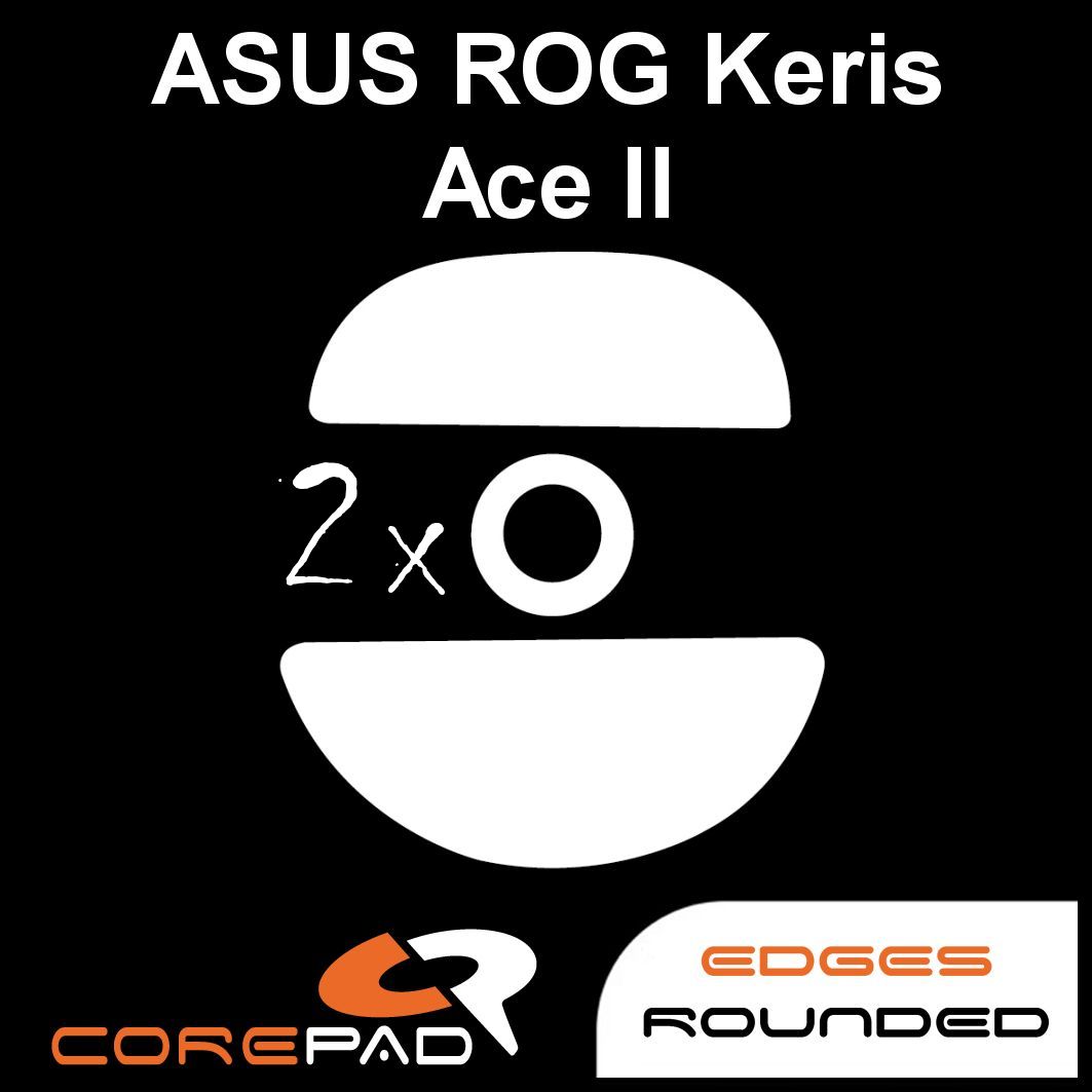 Corepad Skatez Mouse Feet for ASUS ROG Keris Ace II - Ultra Smooth Gliding Replacement Feet for Gaming Mice - Perfect for FPS, MOBA, and Esports Gaming