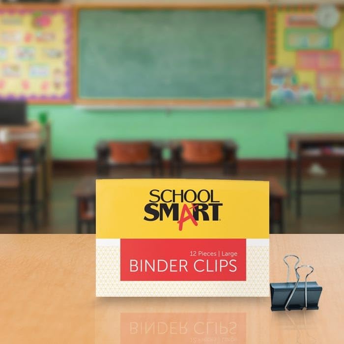 School Smart Large 2-Inch Binder Clips - Pack of 12 for Office, School & Home Organization | Heavy Duty Paper Clips for Documents, Files & Folders