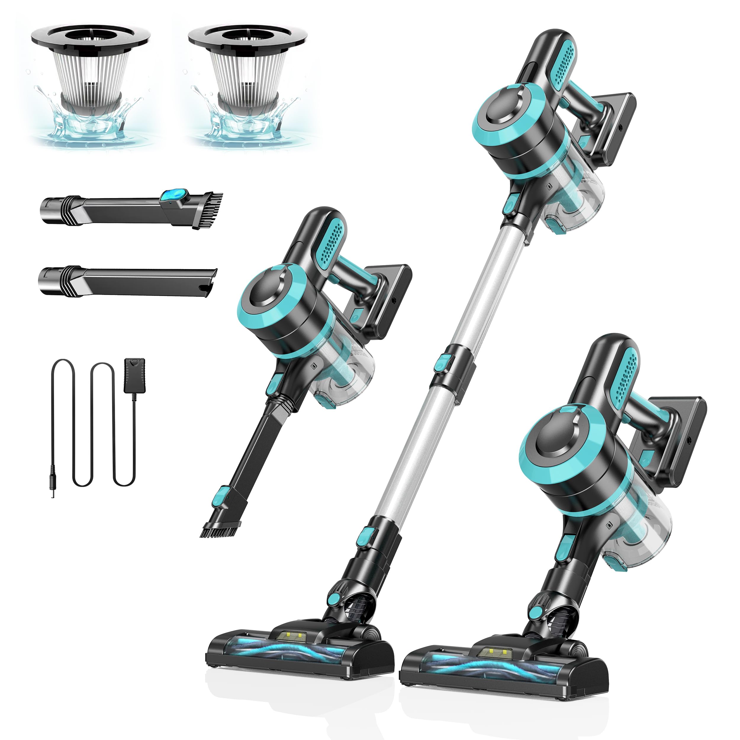 JYH Cordless Vacuum Cleaner - 25Kpa Powerful Stick Vacuum with 45min Runtime, 210W Brushless Motor | 4-in-1 Lightweight Rechargeable Vacuum for Hardwood Floors & Pet Hair | Perfect for Home Cleaning, Car Detailing & Pet Owners