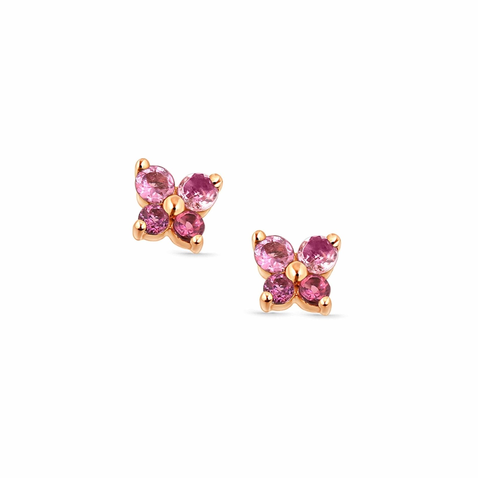 14k Rose Gold Pink Tourmaline Butterfly Stud Earrings - Elegant Jewelry for Women, Perfect for Daily Wear, Date Nights & Special Occasions