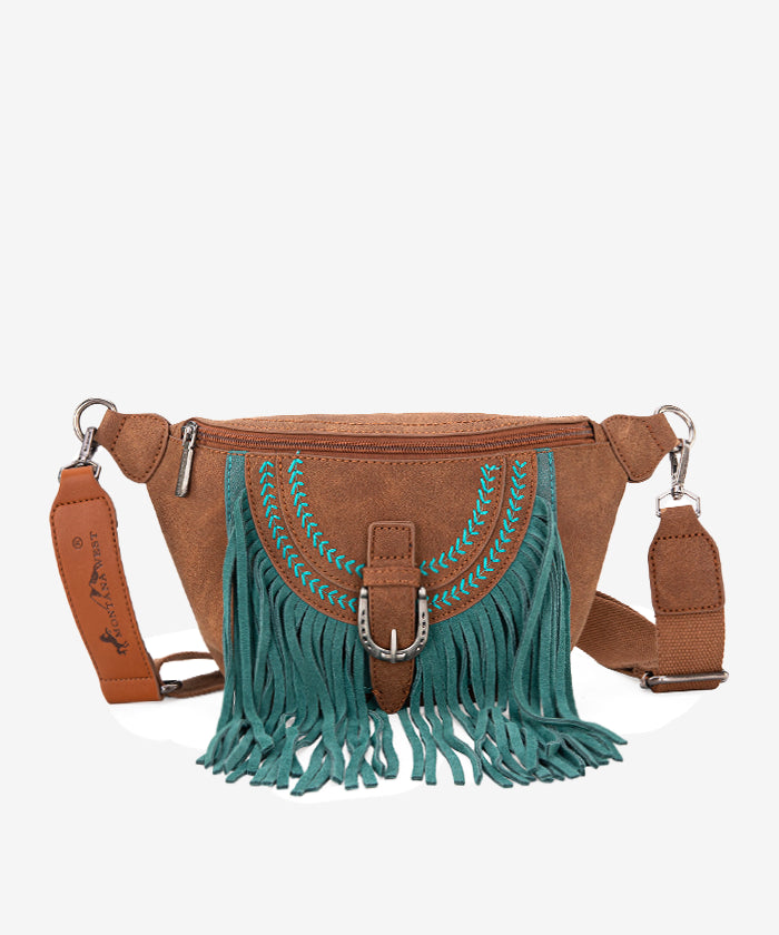Montana West Fringe Crossbody Belt Bag for Women - Stylish Leather Waist Pack with Adjustable Strap, Perfect for Travel, Concerts & Outdoor Activities