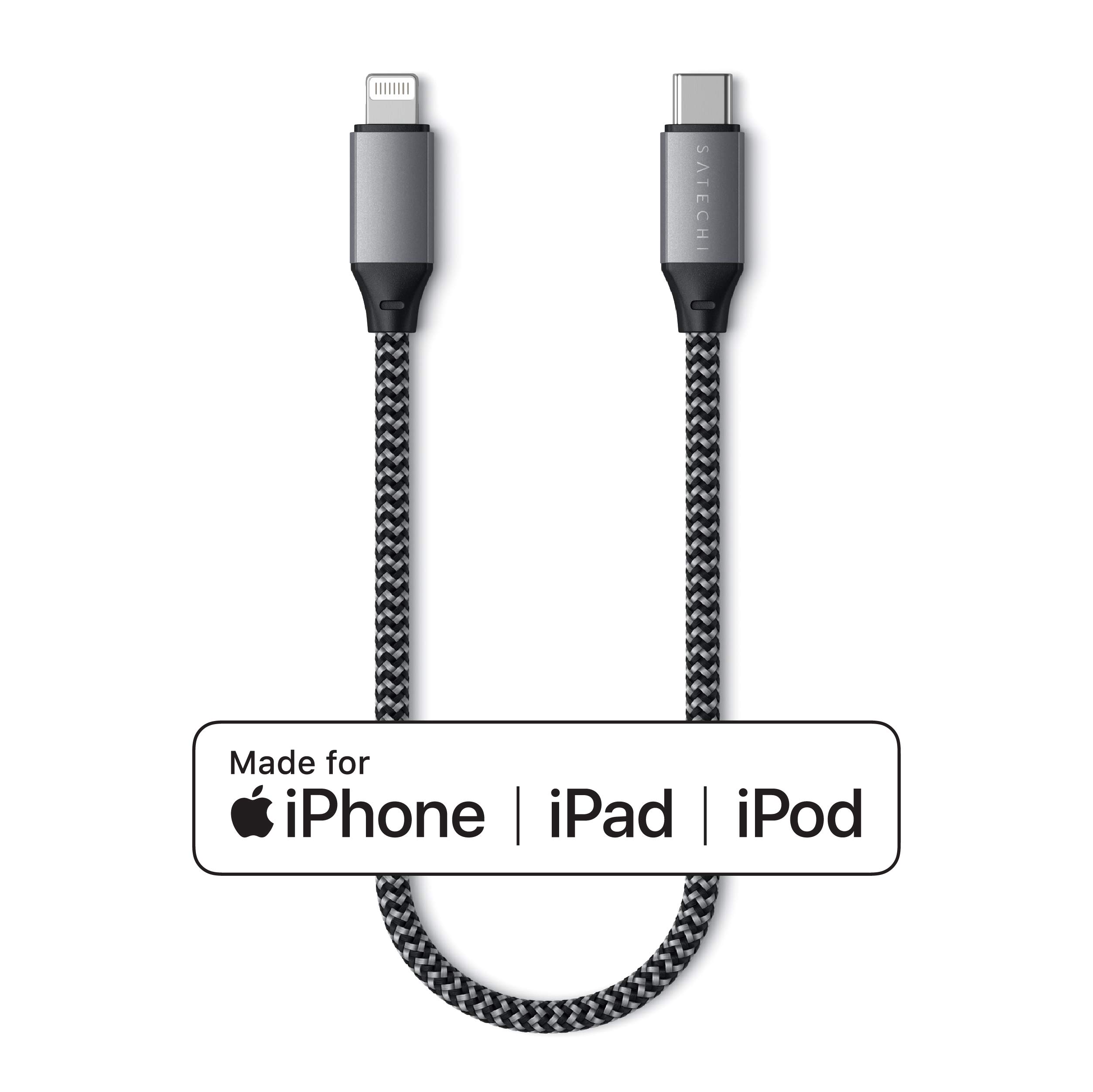 Satechi MFi Certified USB C to Lightning Cable - Fast Charging Cable for iPhone 16 Pro Max/16 Pro/16/16 Plus, iPhone 15 Series, AirPods Pro & AirPods (10in/25cm) - Perfect for Travel, Home & Office Charging