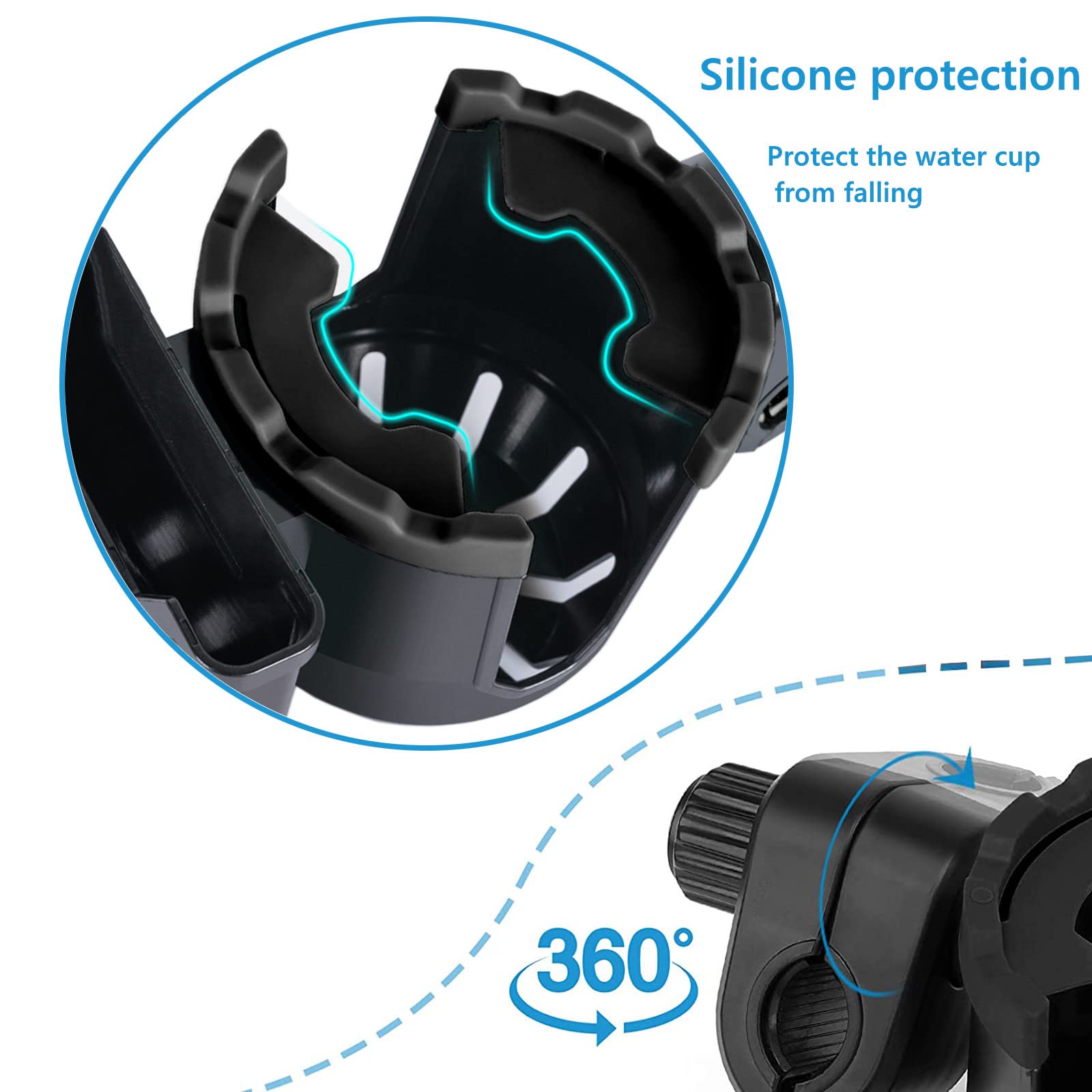 Universal Stroller Cup Holder with Phone Pocket - 2-in-1 Drink & Smartphone Holder for Baby Strollers, Wheelchairs, Bikes & Scooters - Perfect for Parents on the Go, Outdoor Adventures & Daily Commutes
