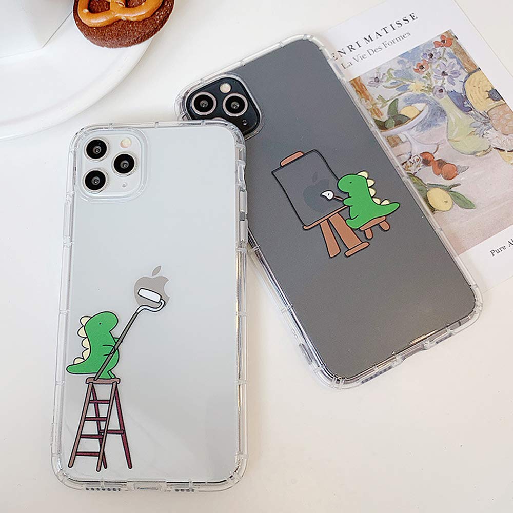 Funny Dinosaur iPhone 11 Pro Max Case - Cute Animal Embossed TPU Rubber Cover | Slim Lightweight Shockproof Protective Phone Case for iPhone 11 Pro Max (Clear) | Perfect for Daily Use, Work & Outdoor Activities