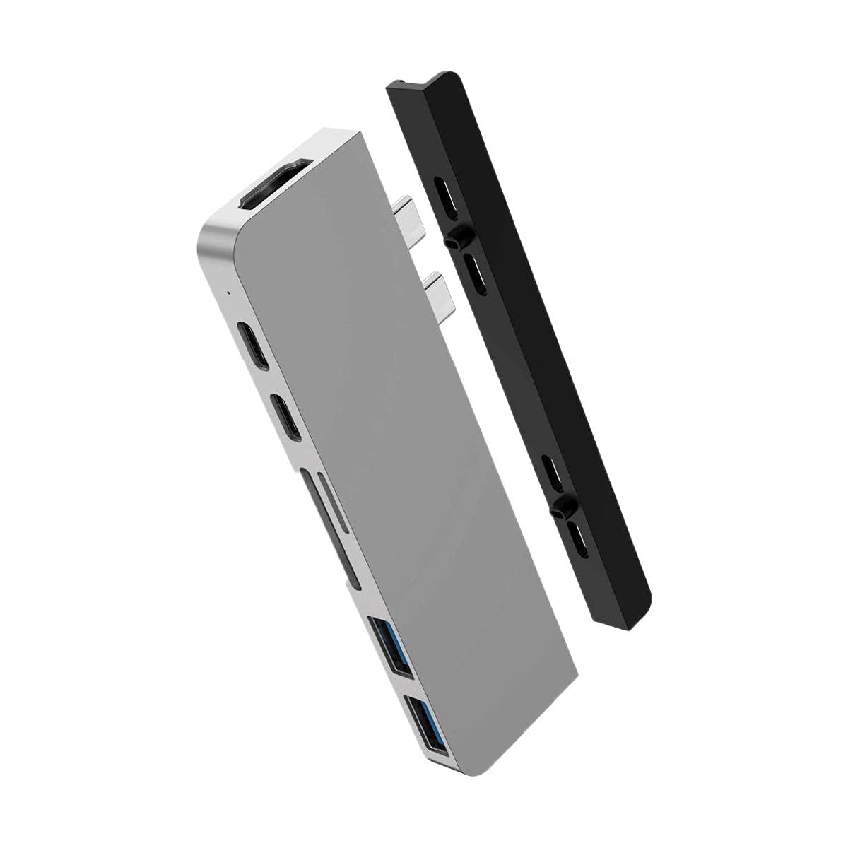 HyperDrive Duo 7-in-2 USB-C Hub for MacBook Pro/Air - Thunderbolt 3 (40Gbps), 100W PD Charging, 4K60Hz HDMI, USB-A 3.1, SD/MicroSD Reader - Magnetic Silver Adapter | Perfect for Home Office, Remote Work & MacBook Pro/Air Accessories