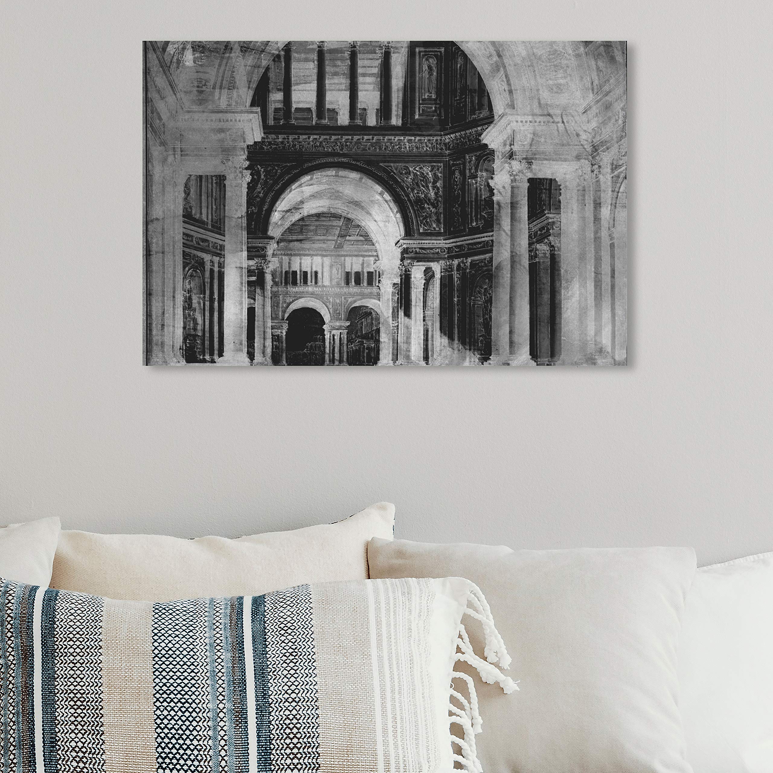 Oliver Gal Artist Co. 'Palatine Hill' Architecture Wall Art Canvas Print - 15x10 Inch Black & White Home Decor | Perfect for Living Room, Bedroom & Office Wall Decor