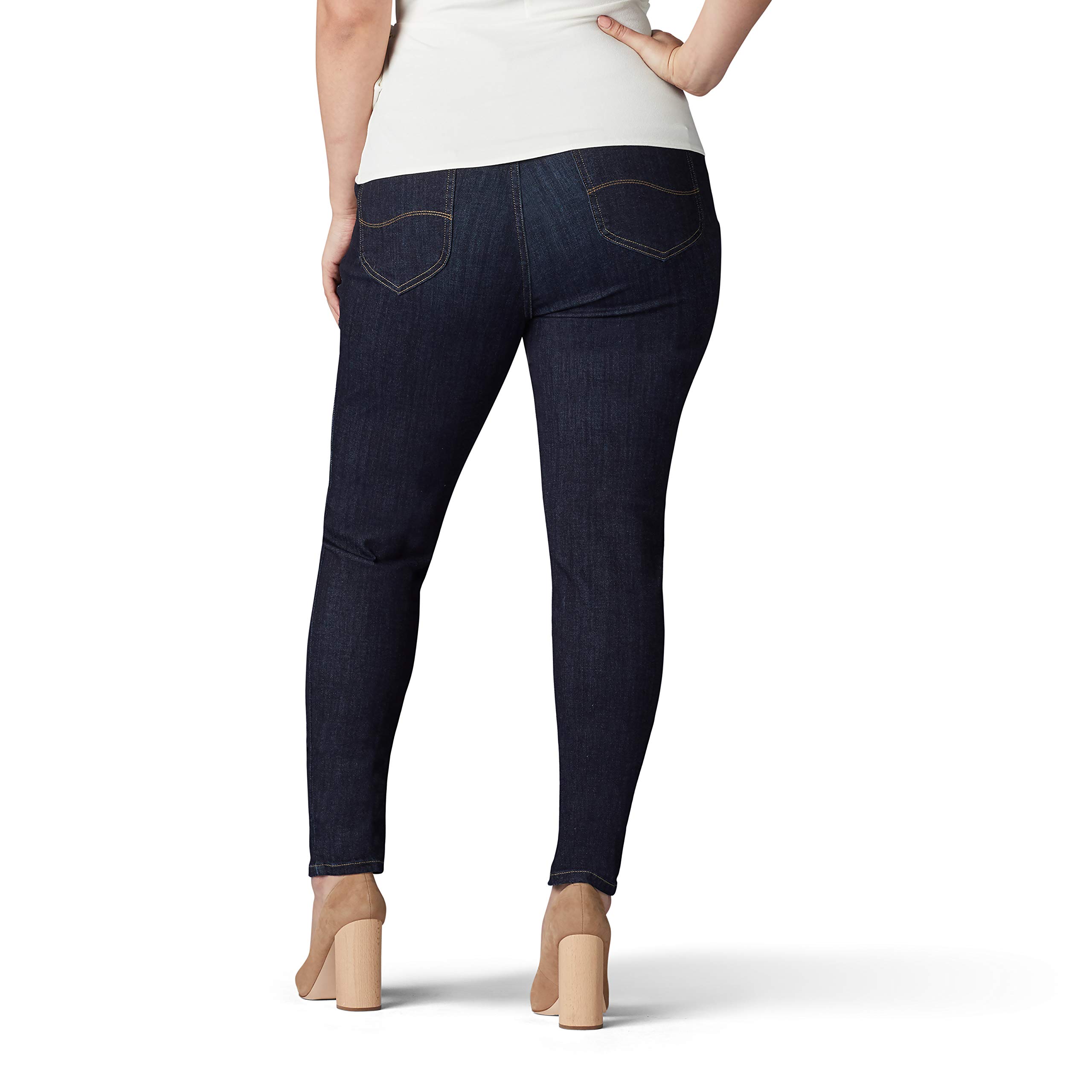 Lee Women's Plus Size Sculpting Slim Fit Skinny Leg Pull-On Jeans - Comfortable Stretch Denim for Work, Casual & Everyday Wear