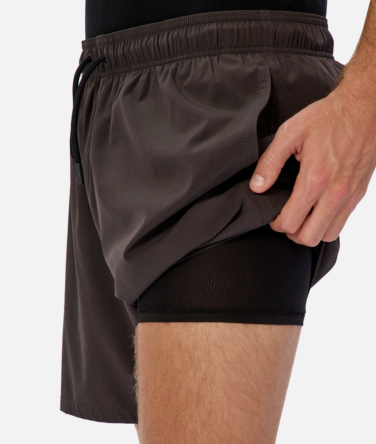 Viera Hybrid Shorts for Men - Onyx Black Athletic Running & Gym Workout Shorts - Lightweight Quick-Dry Comfortable Activewear for Sports & Outdoor Activities