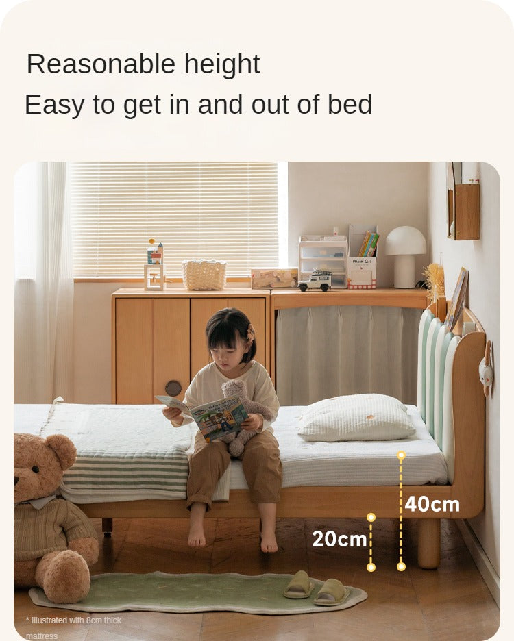 Solid Beech Wood Soft Single Kids Bed - Durable & Safe Children's Bedroom Furniture for Toddlers & Teens - Perfect for Bedrooms, Daycare, and Guest Rooms