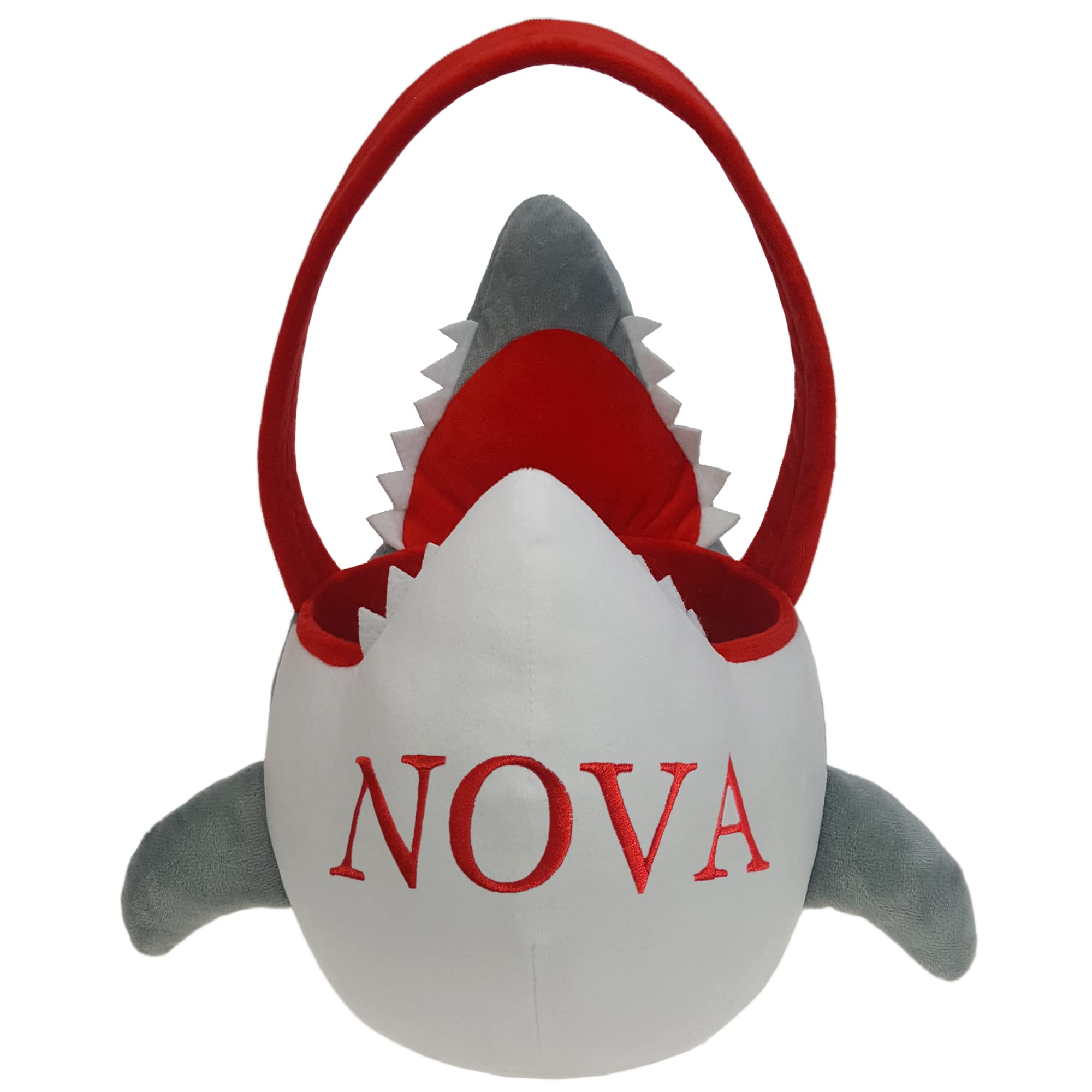 DearSun Personalized 3D Plush Shark Easter Basket - Custom Embroidery Name, Grey Shark Toy Gift for Kids - Perfect for Easter Egg Hunts, Baby Showers & Birthday Parties