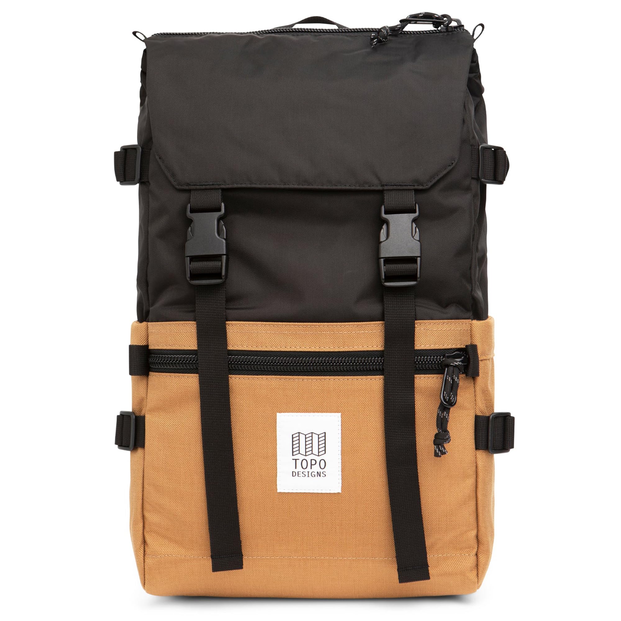 Topo Designs Rover Pack Classic Backpack - Khaki/Black - Durable Everyday Carry Bag for Hiking, Travel & Commuting