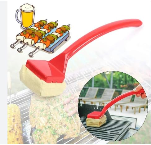 **Stainless Steel BBQ Grill Brush - Bristle-Free Barbecue Cleaner with Replaceable Handle for Iron & Stainless Steel Grates - Easy Cleaning Scraper for Outdoor Cooking, Camping & Backyard Grilling**