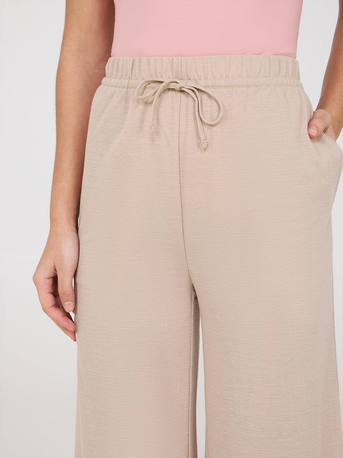 Stylish Textured Wide Leg Gaucho Pants with Drawstring Waist - Comfortable Boho Chic Trousers for Women | Perfect for Casual Outings, Beach Vacations & Yoga