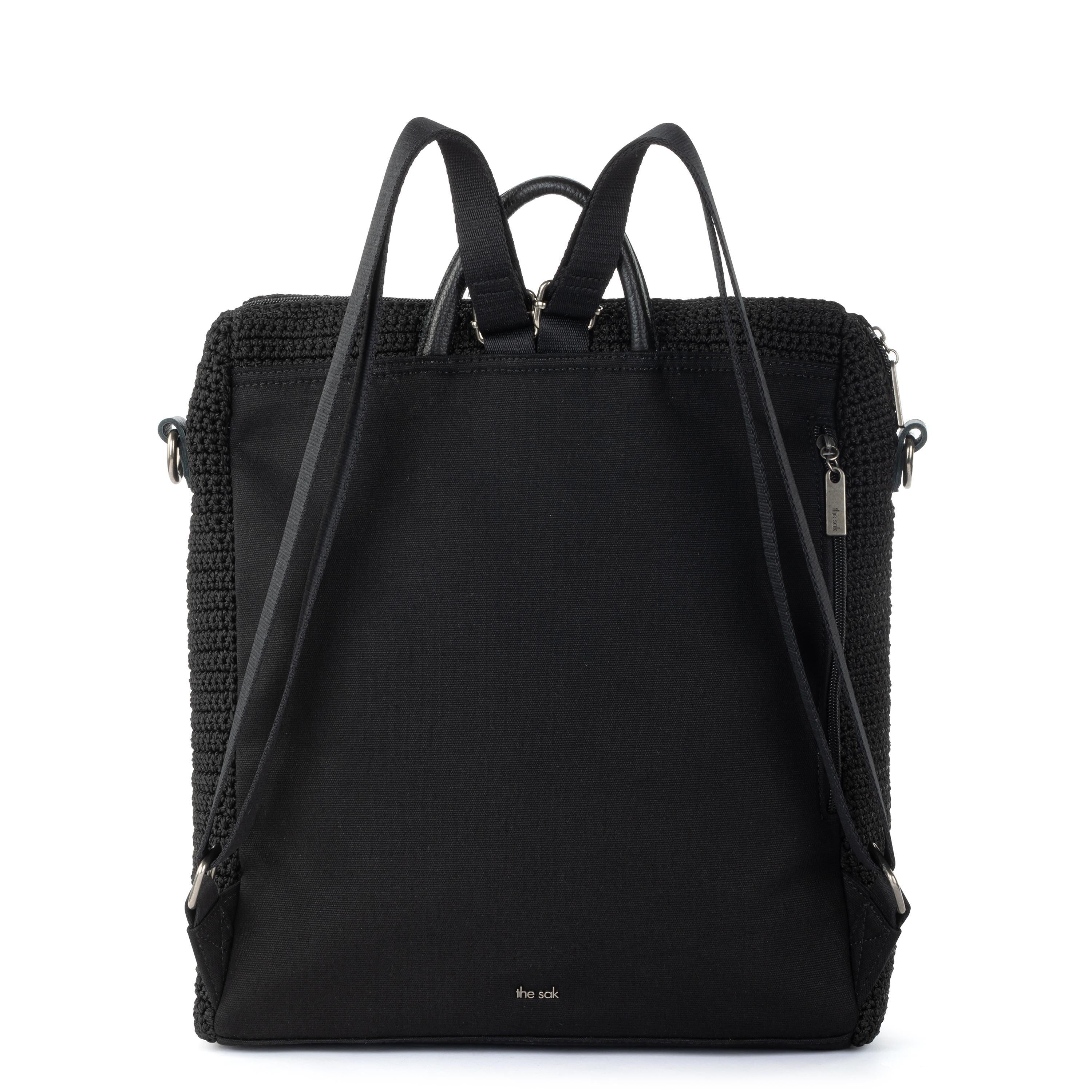 Handmade Los Feliz Crochet Backpack - Stylish Black Knitted Bag for Women, Perfect for Travel, Work & Daily Use