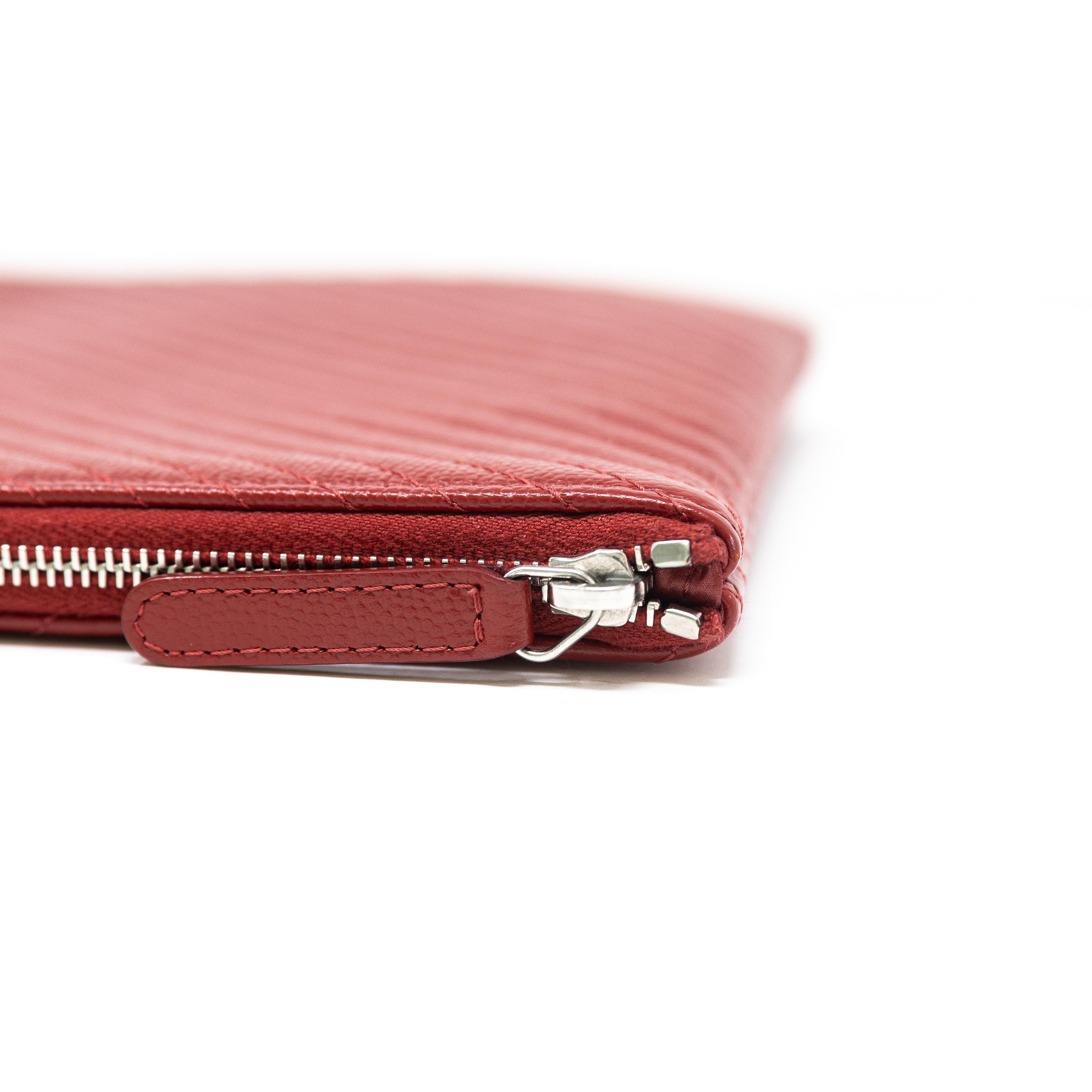 Chanel Red Medium O Case Pouch - Luxury Leather Cosmetic Bag for Women | Perfect for Travel, Makeup Storage & Everyday Essentials