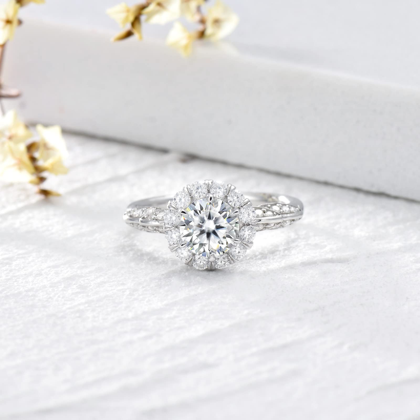 1.25 Carat (ctw) Moissanite Engagement Rings for Women - 10K/14K/18K Gold & Platinum Plated Silver - Sparkling Wedding, Proposal & Anniversary Jewelry Gift