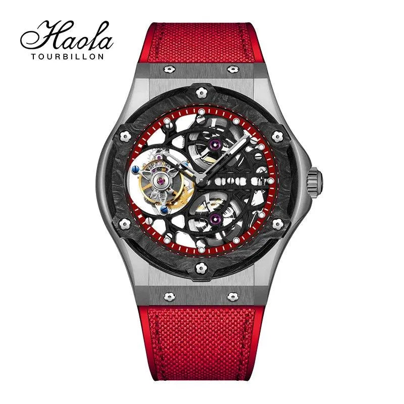 Haofa Luxury Men's Skeleton Tourbillon Mechanical Watch with Sapphire Crystal & Carbon Fiber Case - Premium 1918 Collection | Perfect for Business Meetings, Formal Events & Gift Giving