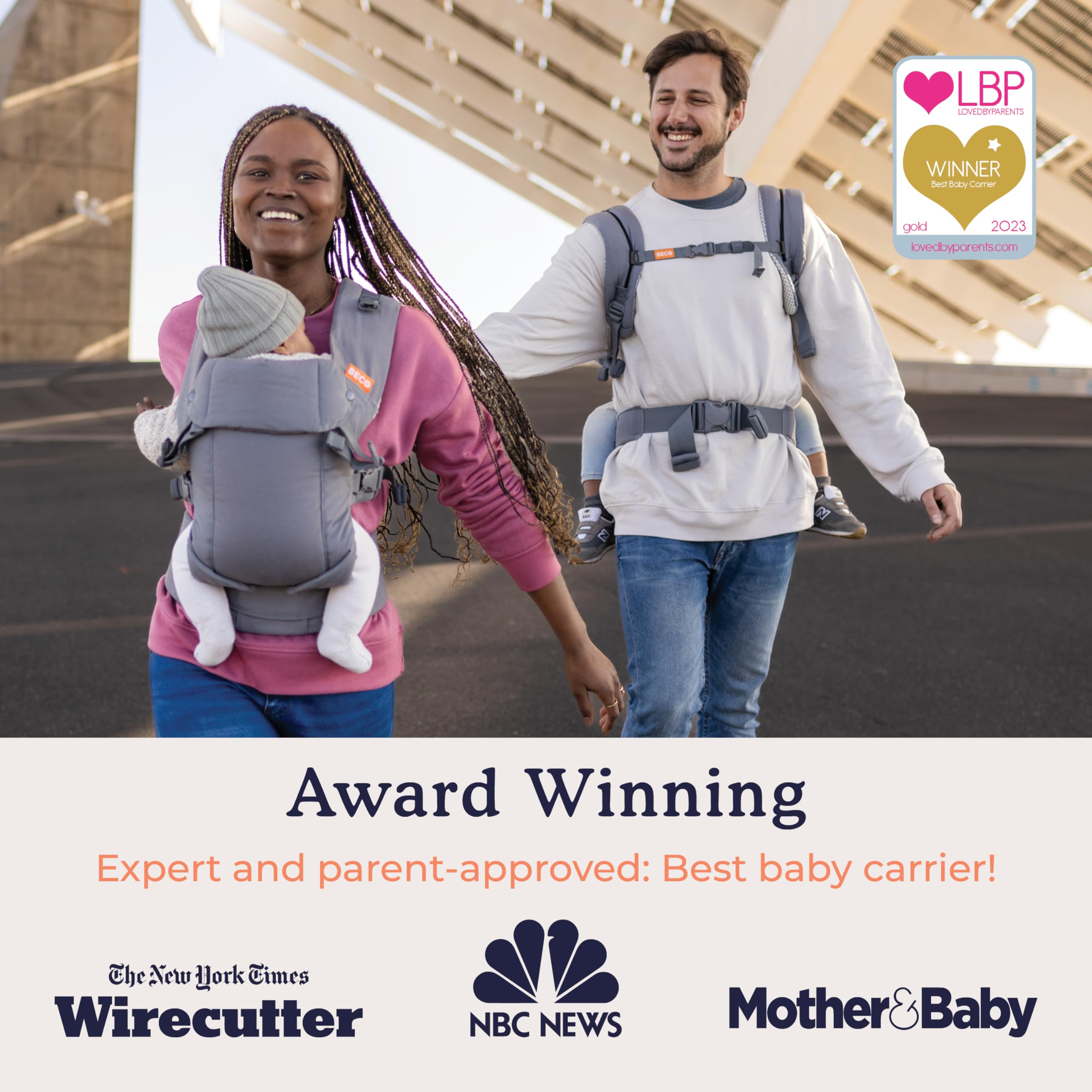 Beco Gemini Baby Carrier - Adjustable Ergonomic Front, Back & Hip Carrier for Newborn to Toddler (7-35 lbs) | Organic Metro Black | Perfect for Hiking, Travel & Everyday Use