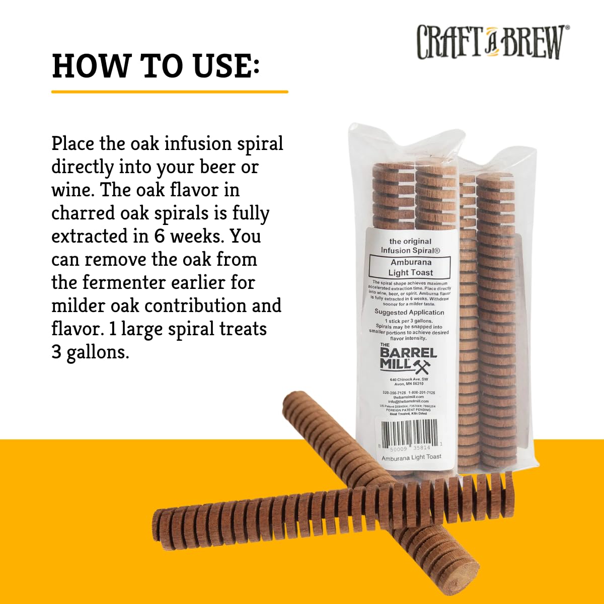 Craft A Brew - Amburana Infusion Oak Spirals for Home Beer Brewing - Light Toast Barrel Aging Spiral Sticks (2 Pack) - Adds Gingerbread & Vanilla Flavors to 5-6 Gallon Batches - Perfect for Craft Beer, IPA, Stout, and Homebrew Experimentation