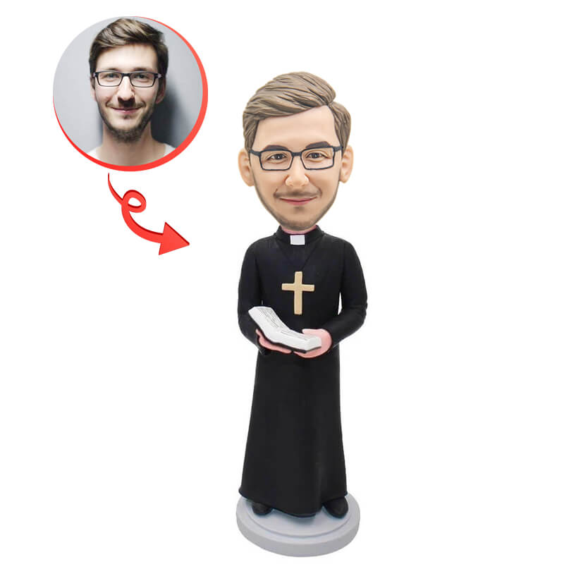 Custom Catholic Priest Bobblehead - Personalized Religious Figurine Gift for Ordination, Christmas & Church Celebrations | Collectible Nodding Doll for Home, Office & Faith Displays