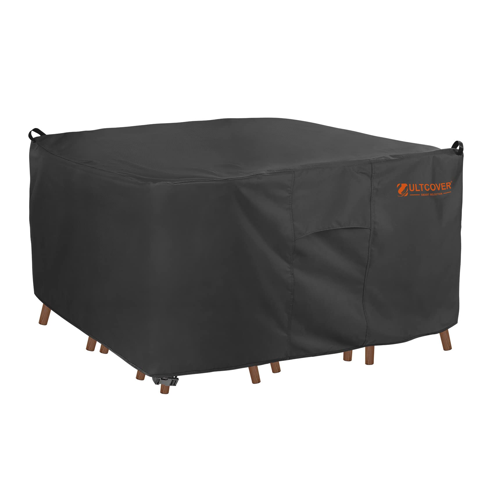 ULTCOVER 54 Inch Waterproof Square Patio Furniture Cover - Heavy Duty Outdoor Dining Table Protector for All Weather, Black | Perfect for Backyard, Deck, Garden & Poolside Use