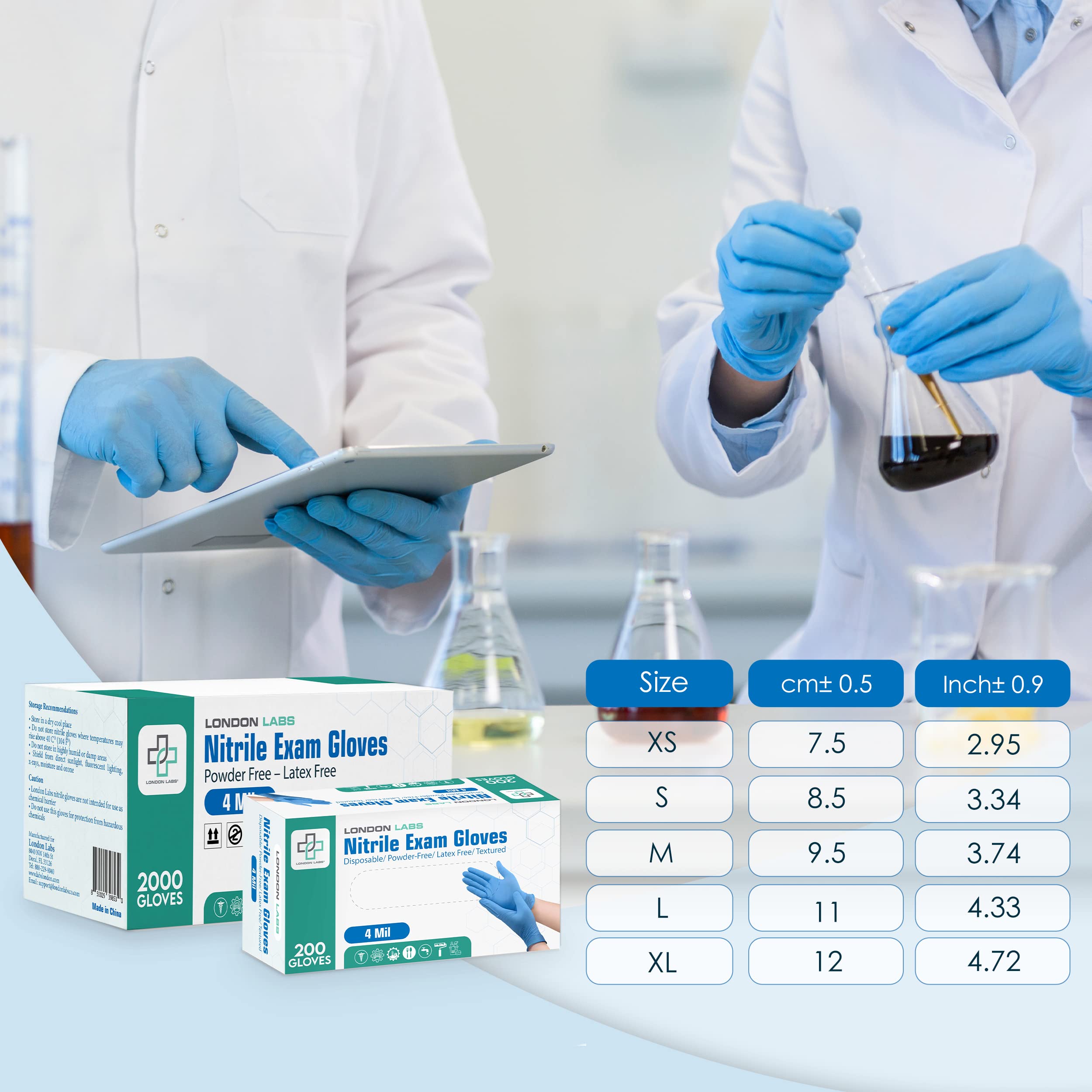 Premium Nitrile Medical Exam Gloves - 4 Mil Thick, Latex-Free & Powder-Free Disposable Gloves for Healthcare, Food Service & Cleaning - Box of 100/200/300 (Choose Your Size) - Ideal for Hospitals, Salons, Tattoo Shops & Home Use