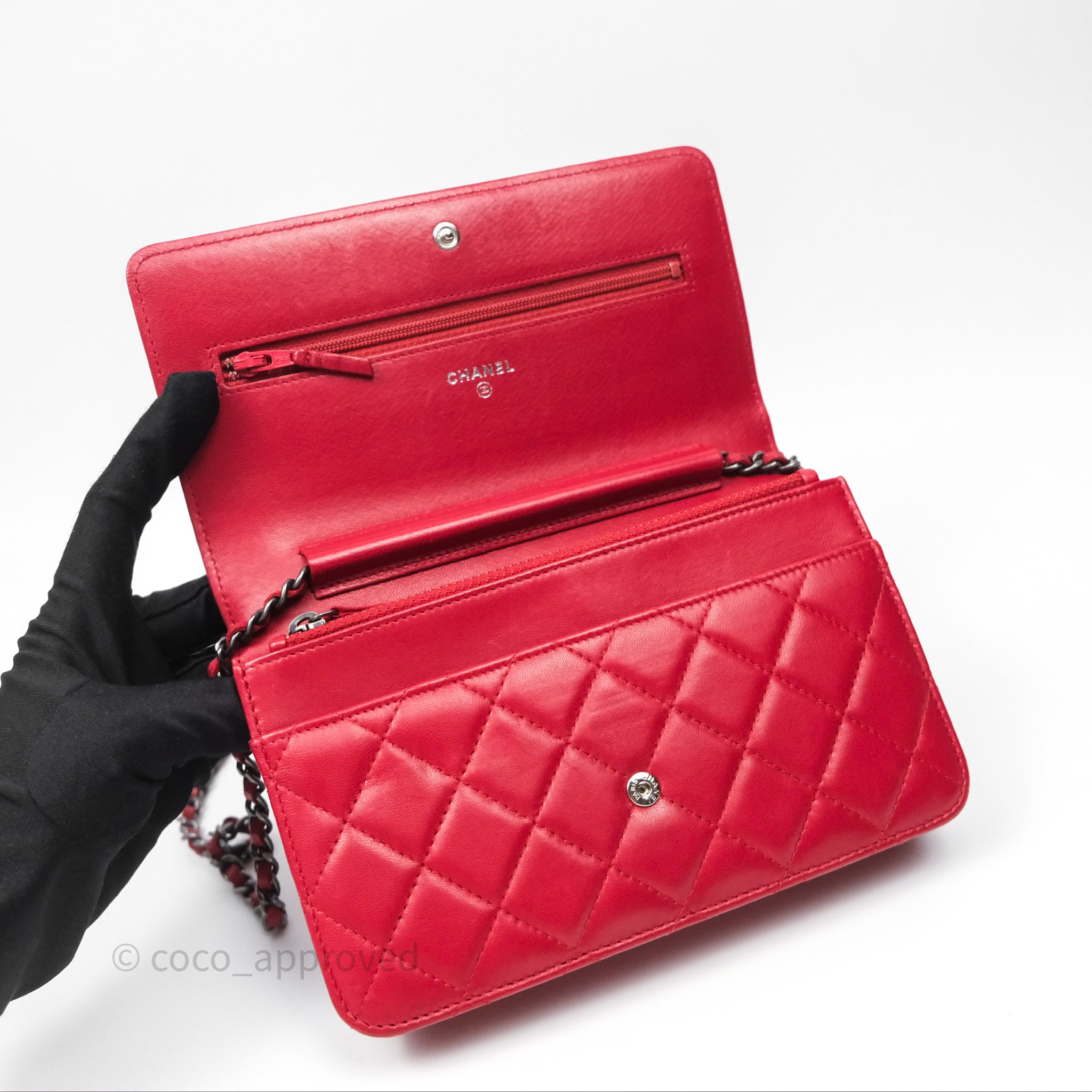 Chanel Boy Wallet on Chain WOC Red Lambskin Ruthenium Hardware - Luxury Crossbody Bag for Women, Perfect for Parties, Date Nights & Evening Events