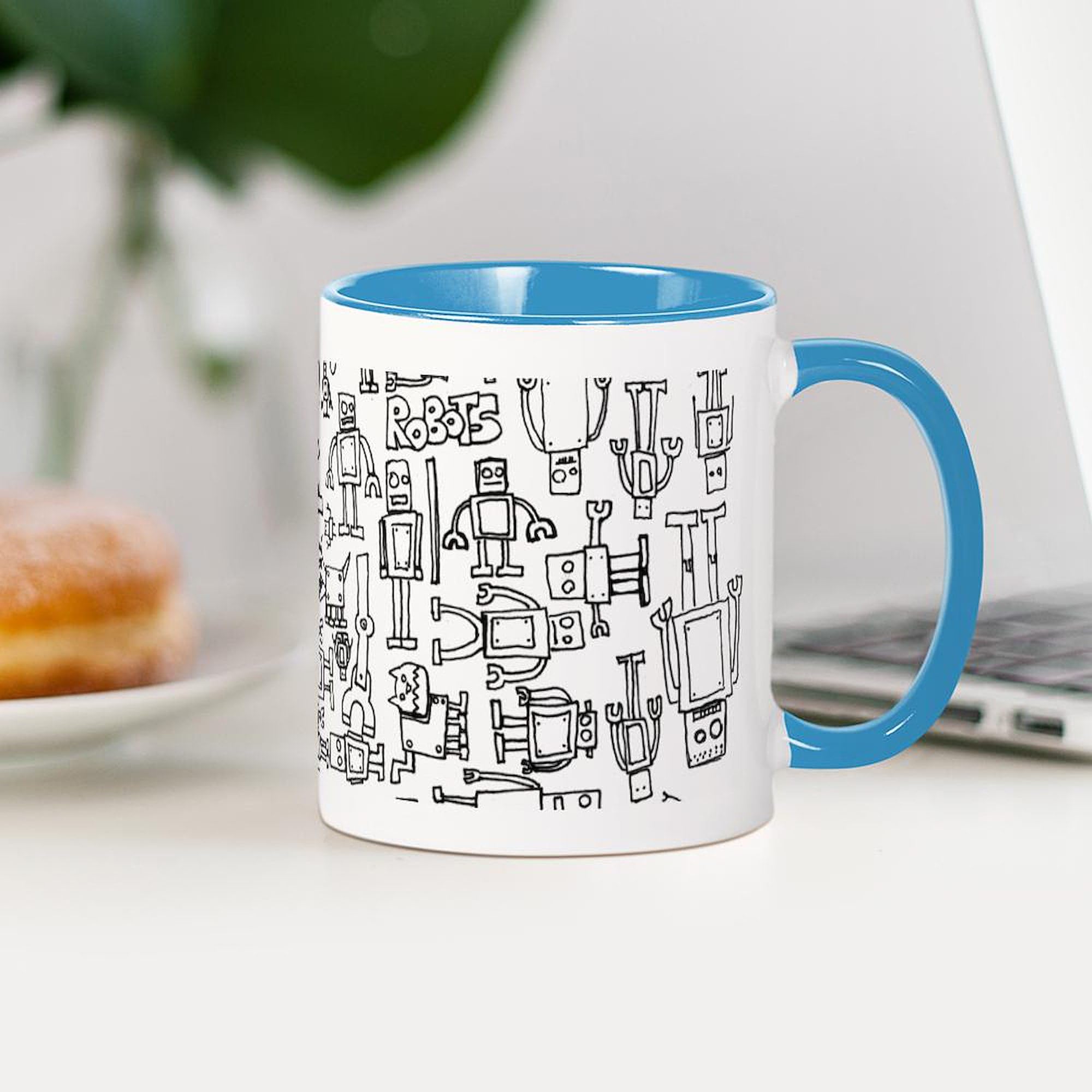 11 oz (325 ml) Ceramic Coffee Mug with Robots Design - Perfect for Office, Home & Gifts | CafePress