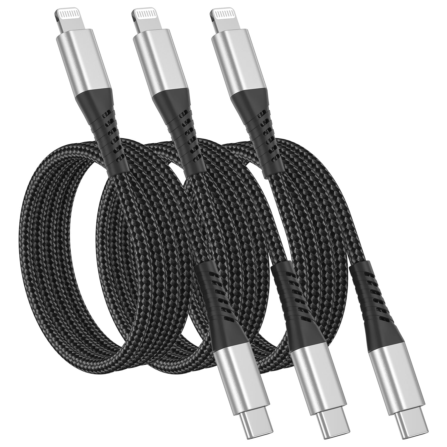 3FT USB C to Lightning Cable 3-Pack - 1M Fast Charging Braided Cord for iPhone 14/13/12/11/Pro Max/XS/8/7/6/5 Plus & iPad Air/Mini - Durable PD Charger for Home, Office, Car & Travel