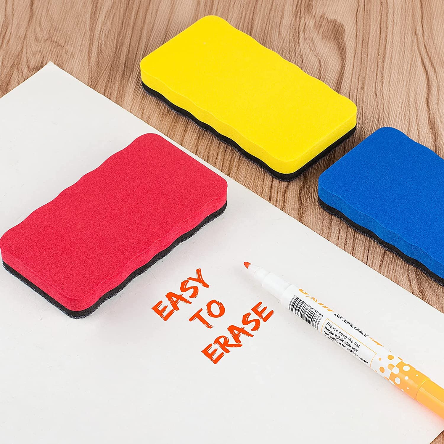 Magnetic Dry Erase Erasers - 9 Pack Assorted Whiteboard Erasers for Kids, Classroom, Home & Office - Perfect for Whiteboards, Glass Boards & School Supplies (Ideal for Teachers, Students & Office Use)
