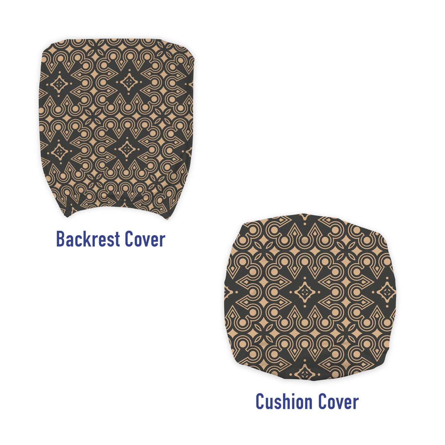 Ambesonne Ethnic Office Chair Slipcover - Moroccan Tribal Boho Stretch Fabric Cover with Oriental Damask Motif in Earth Tones | Perfect for Home Office, Living Room & Bohemian Decor (Dark Grey & Tan)