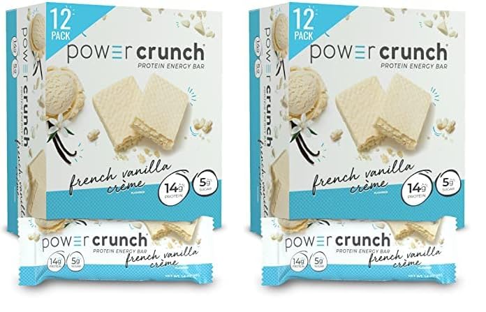 Power Crunch Protein Wafer Bars - 12 Pack (2 Boxes) | High Protein Snack with French Vanilla Creme Flavor | 1.4oz per Bar | Keto Friendly, Low Carb Energy Bars for Gym, Hiking & On-the-Go Nutrition