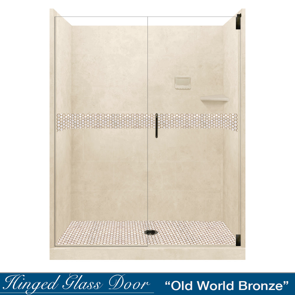 60 Alcove Desert Sand Sistine Stone & Honey Hex Mosaic Tile - DIY Shower Remodel Kit for Bathroom Wall & Floor Backsplash - Perfect for Home Renovation, Spa Style Decor, and Modern Interior Design