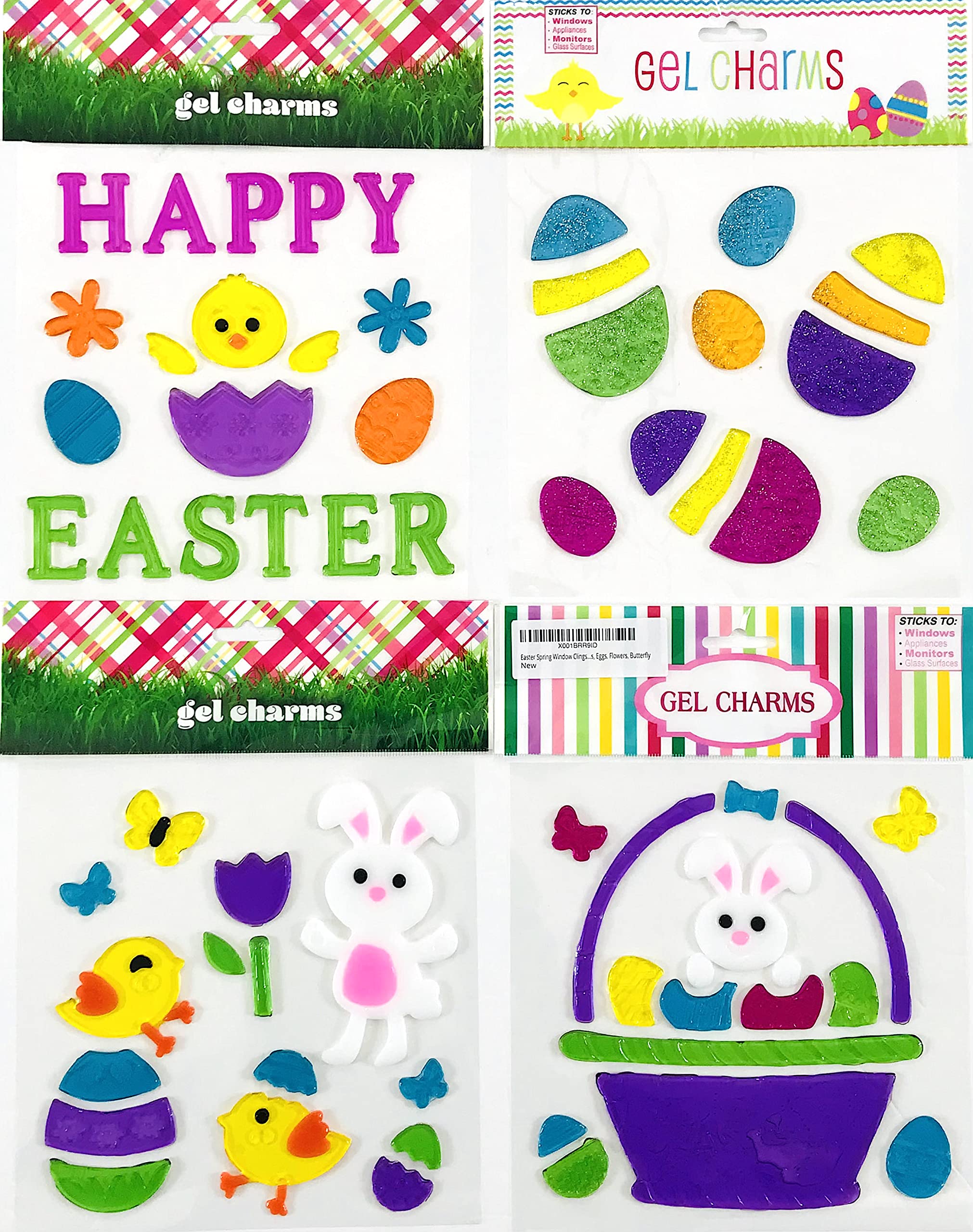 Easter Window Clings Decorations - Colorful Spring Gel Clings Set with Bunnies, Eggs, Flowers, Butterflies & Chicks for Home, Office, Classroom (24-Piece Pack) - Perfect for Easter Party, Spring Decor, Kids Activities & Holiday Window Stickers