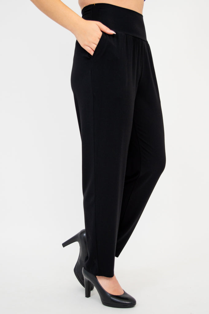 Clair Petite Bamboo Pants for Women - Soft & Comfortable Black Stretch Pants - Perfect for Yoga, Lounge & Travel