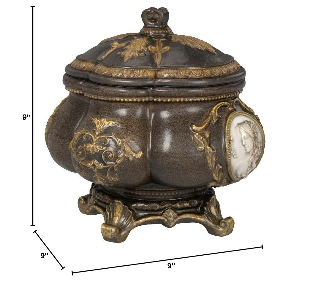 OK Lighting Jewelry Box - 9 Inch Bronze Jewelry Organizer with Mirror | Perfect for Necklace, Ring & Earring Storage | Elegant Dresser Top Decor for Bedroom & Bathroom