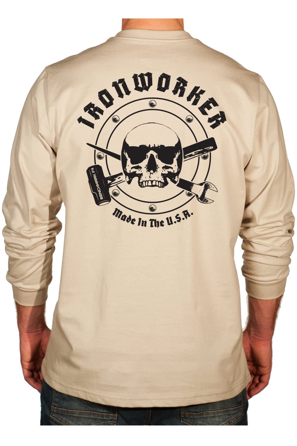Flame Resistant Long Sleeve Work Shirt with Chest Pocket - Ironworker Graphic Design - Durable Safety Shirt for Construction, Welding & Industrial Work