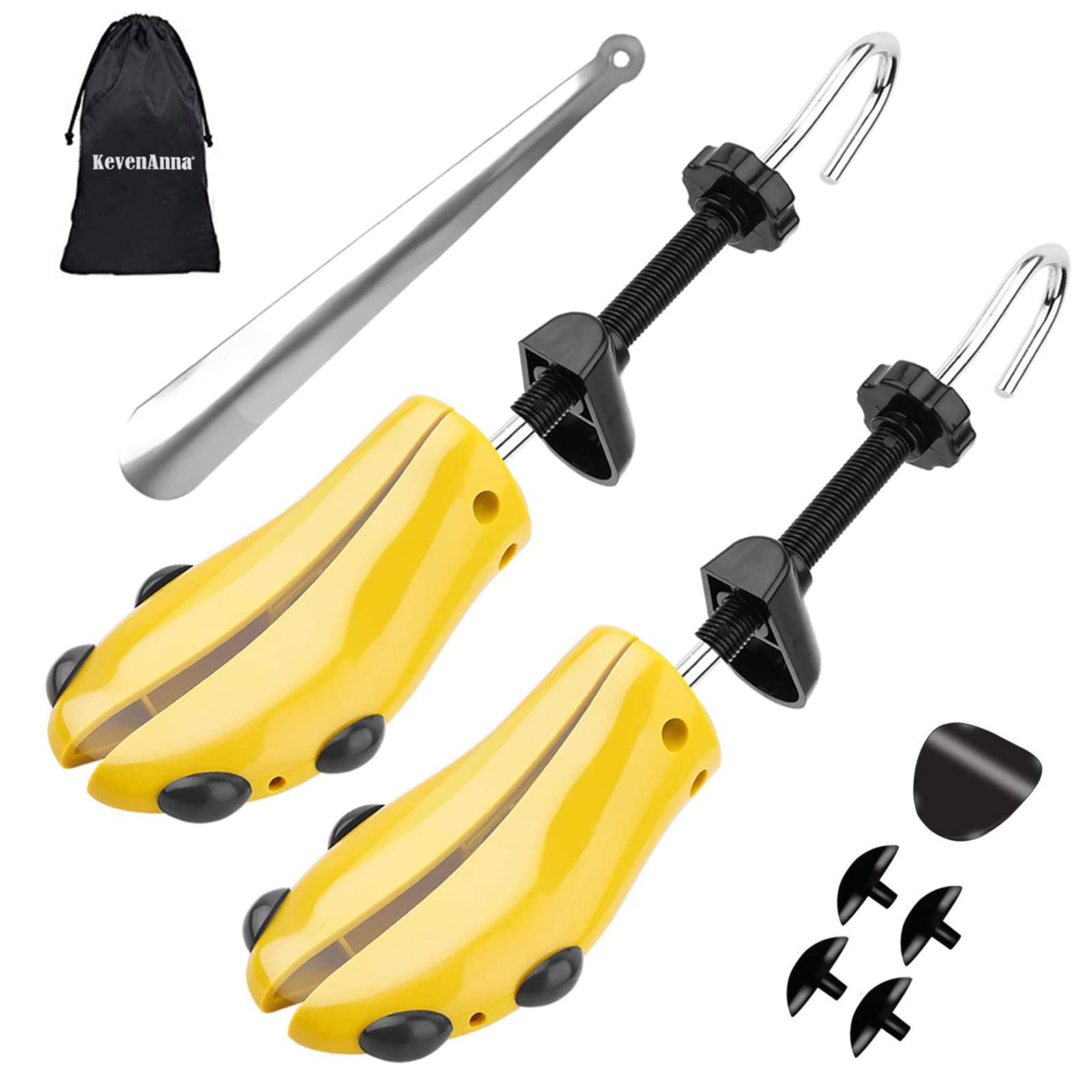 KevenAnna 4-Way Shoe Stretcher with Shoe Horn & Carrying Bag - Adjustable Width/Length Shoe Tree for Men & Women - Perfect for Tight Shoes, Boots & Leather Footwear Care