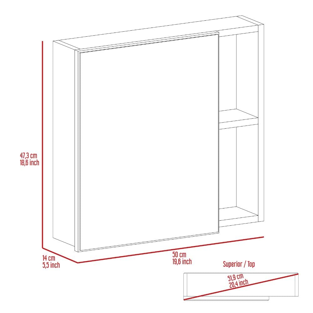 Queets Black Medicine Cabinet with Mirror - Single Door, 2 Open Shelves & 3 Inner Storage Shelves - Perfect for Bathroom, Bedroom, or Entryway Organization